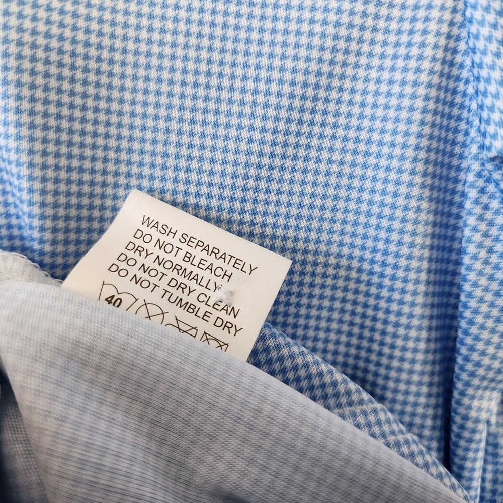 Collars & Co Polo Shirt Men Size XL Tall Blue Houndstooth Semi Spread Travel XLT - Picture 7 of 8